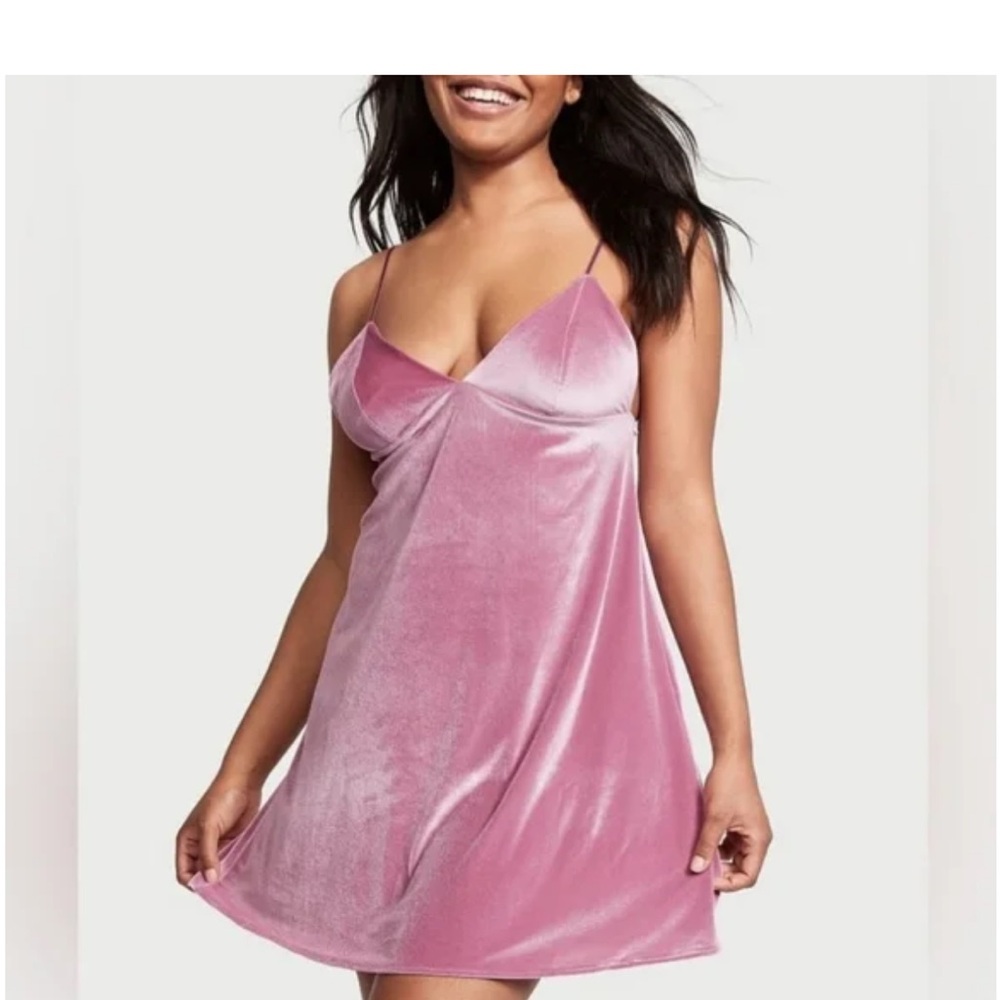 Victoria's Secret Dusty Mauve Velvet Slip Dress L